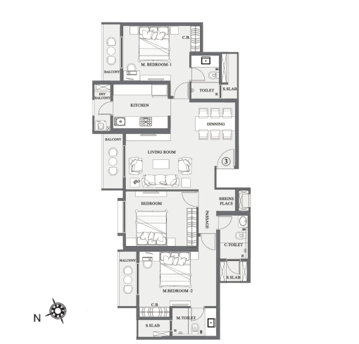 3 BHK Plan